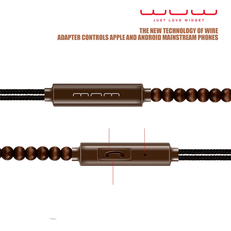 WUW R08 Ethnic Style Buddha Beads Chain 3.5mm Wired Headphone with Mic and Remote Control - Coffee-5