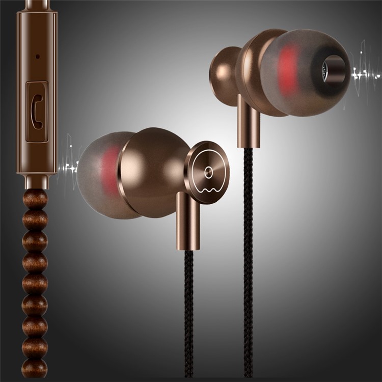 WUW R08 Ethnic Style Buddha Beads Chain 3.5mm Wired Headphone with Mic and Remote Control - Coffee-7
