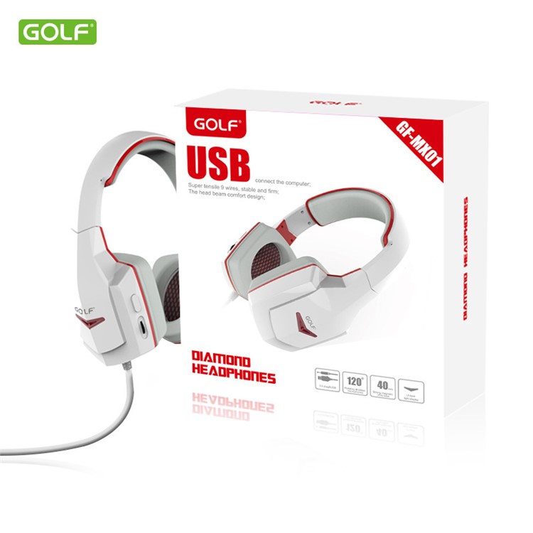 GOLF MX01 HiFi Wired Headphone Over-head Stereo Headset - White-11