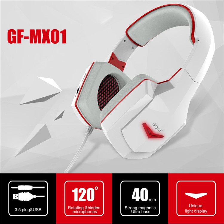 GOLF MX01 HiFi Wired Headphone Over-head Stereo Headset - White-5