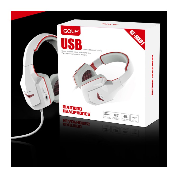 GOLF MX01 HiFi Wired Headphone Over-head Stereo Headset - White-7
