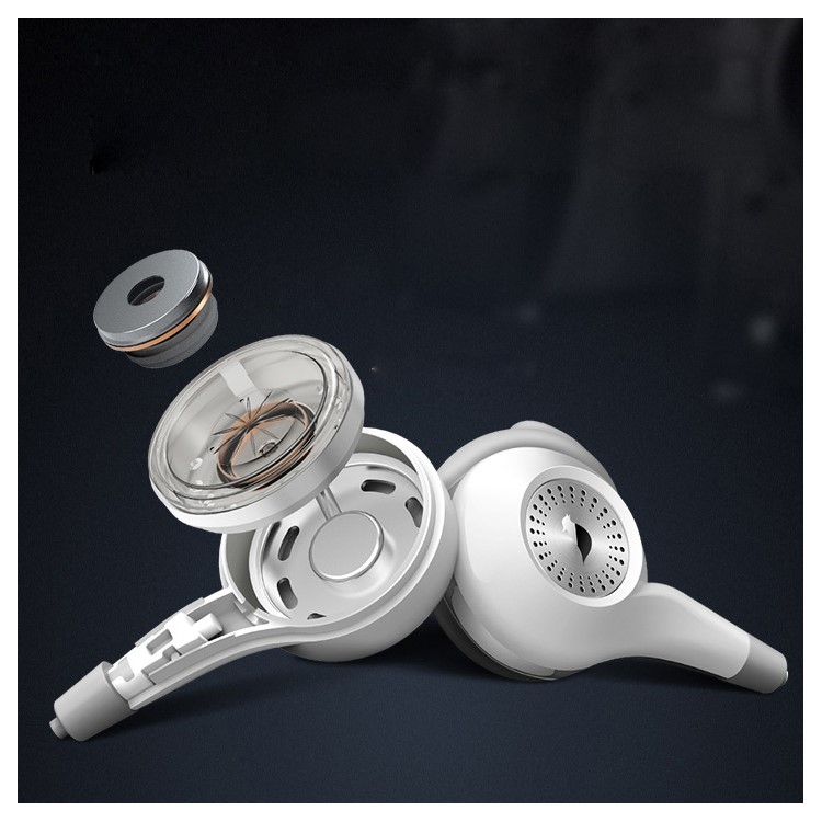 SENYEEK Hi-Fi In-ear Super Bass Earphones Dual Loudspeaker Headset with Mic - White-14