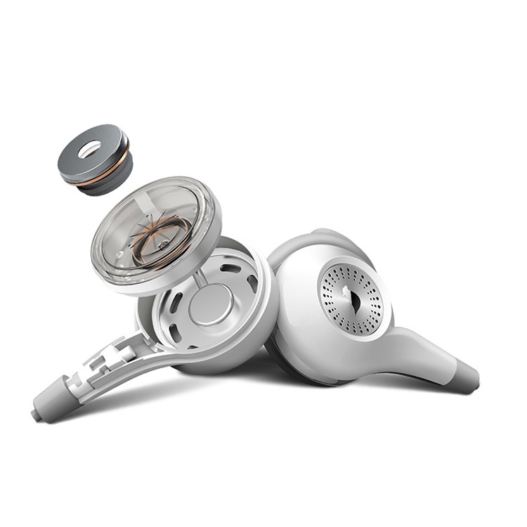 SENYEEK Hi-Fi In-ear Super Bass Earphones Dual Loudspeaker Headset with Mic - White-2