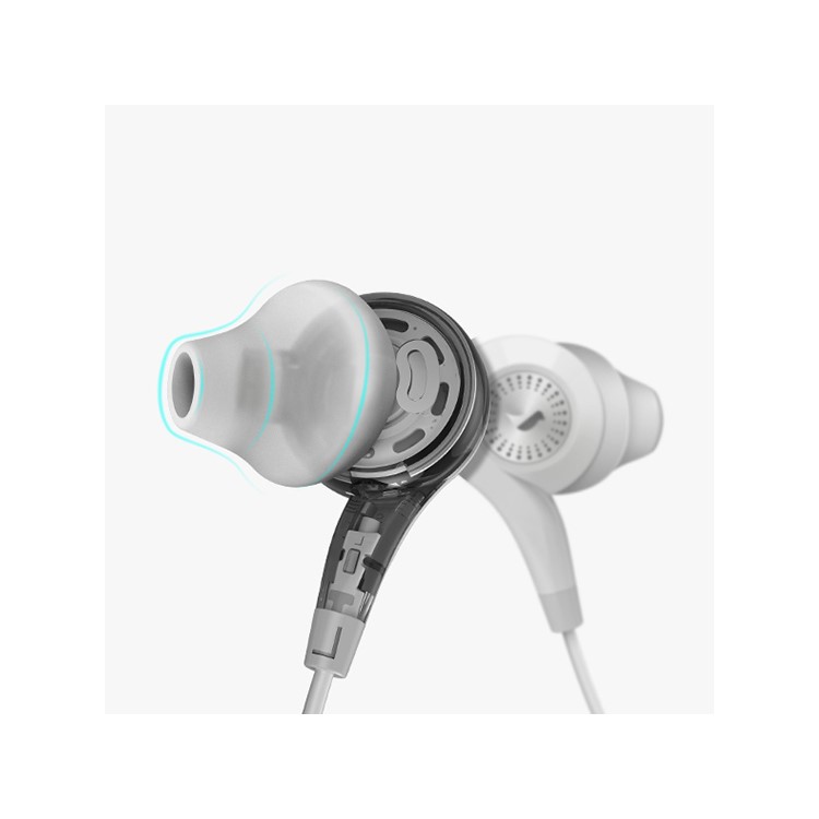 SENYEEK Hi-Fi In-ear Super Bass Earphones Dual Loudspeaker Headset with Mic - White-3