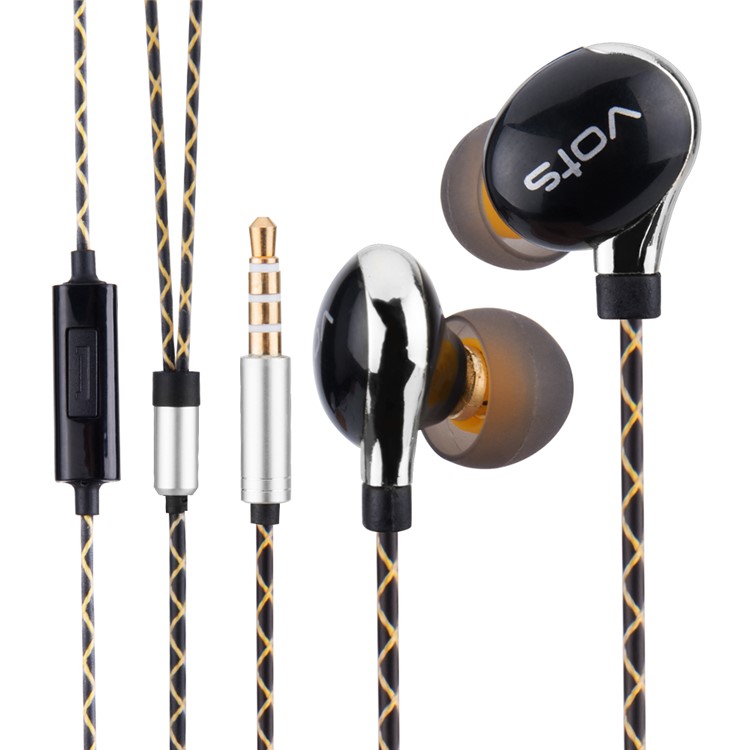 VOTS Y1 Ear Hook Style 3.5mm Wired In-ear Headphone with Mic and Line-in Control for iPhone Samsung Huawei etc - Black / Silver-2