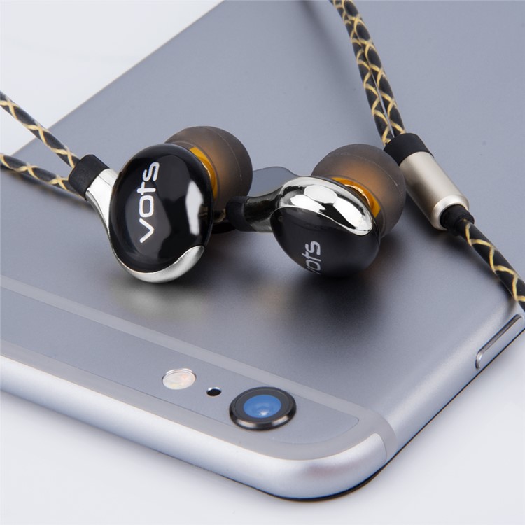 VOTS Y1 Ear Hook Style 3.5mm Wired In-ear Headphone with Mic and Line-in Control for iPhone Samsung Huawei etc - Black / Silver-3