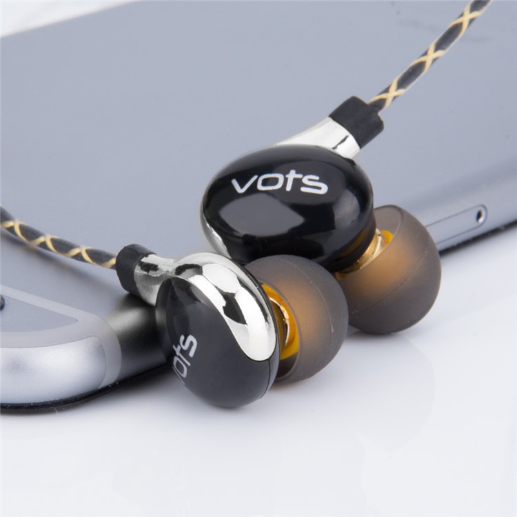 VOTS Y1 Ear Hook Style 3.5mm Wired In-ear Headphone with Mic and Line-in Control for iPhone Samsung Huawei etc - Black / Silver-4