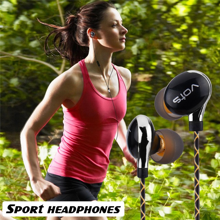 VOTS Y1 Ear Hook Style 3.5mm Wired In-ear Headphone with Mic and Line-in Control for iPhone Samsung Huawei etc - Black / Silver-8