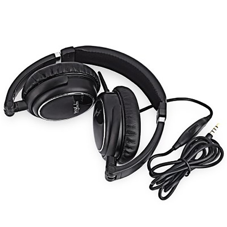 VOTS PT202 3.5mm Plug Over-ear Headphone Folding Portable Wired Headset with Mic for Phones Tablets Computers - Black-6