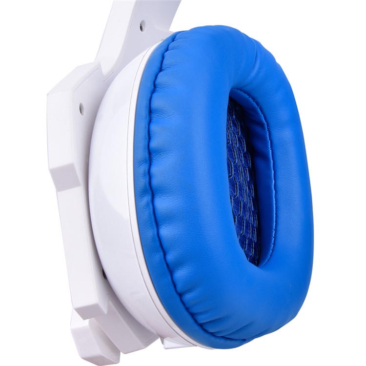 VOTS CH6172 USB + 3.5mm Plug Headphone Over-ear Lighting Game Music Headset with Mic for Phones Tablets Computers - Blue / White-6