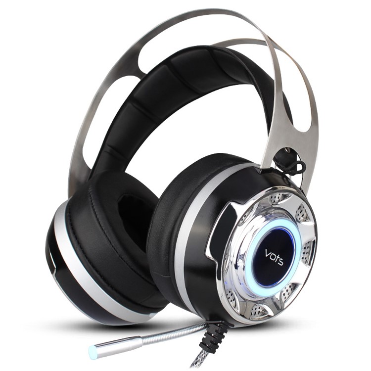 VOTS 3.5mm USB Over-ear HiFi Headphone Esport Gaming Headset with Mic LED - Black-1