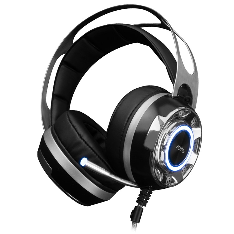 VOTS 3.5mm USB Over-ear HiFi Headphone Esport Gaming Headset with Mic LED - Black-4