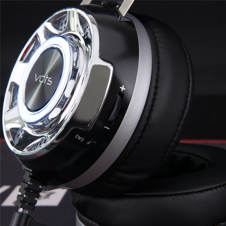 VOTS 3.5mm USB Over-ear HiFi Headphone Esport Gaming Headset with Mic LED - Black-8