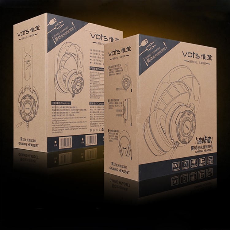 VOTS 3.5mm USB Over-ear HiFi Headphone Esport Gaming Headset with Mic LED - Black-9