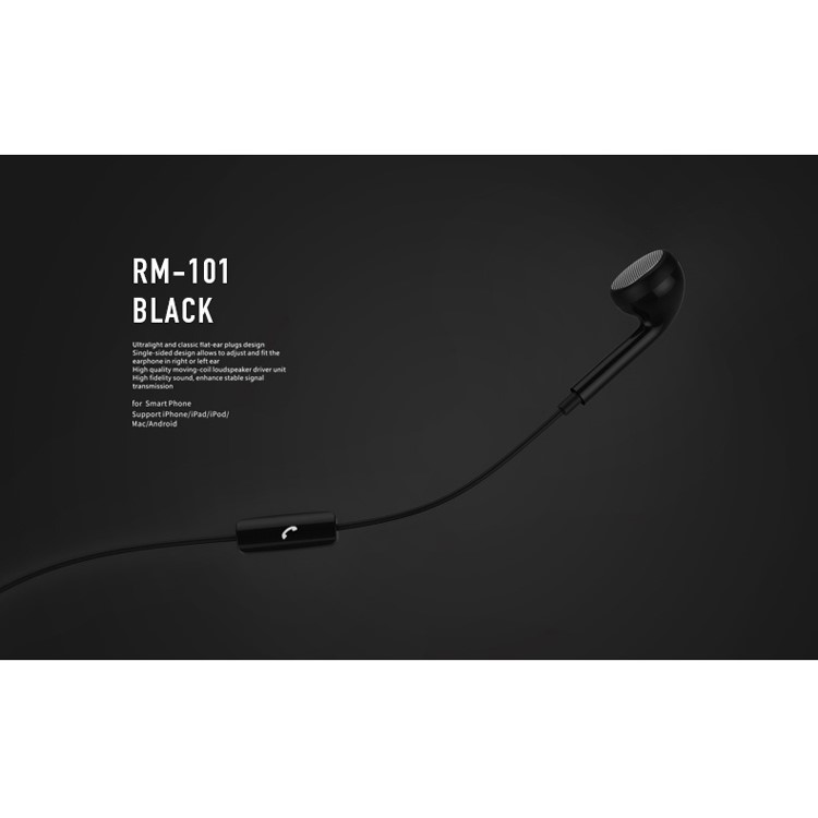 REMAX RM-101 In-ear 3.5mm Wired Monaural Earphone with Remote and Mic for iPhone Samsung - Black-9