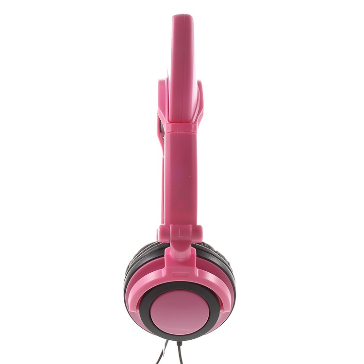 Cat Ear LED Light 3.5mm Plug Foldable Headphone Over-ear Music Headset for Phone/Tablet PC/Computer - Pink-4