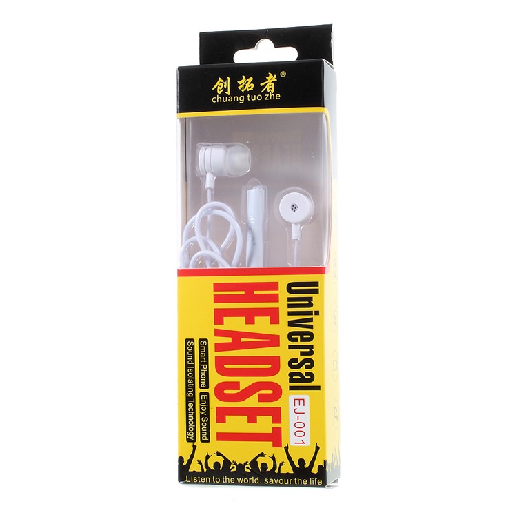 CHUANG TUO ZHE EJ-001 3.5mm In-ear Wired Earphone with Mic and Remote Control for iPhone Samsung - White-3