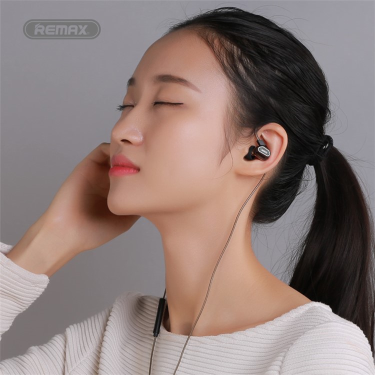 REMAX RM-580 In-ear 3.5mm Dual Moving-Coil Earphone Headphone with Remote and Mic - Black-5