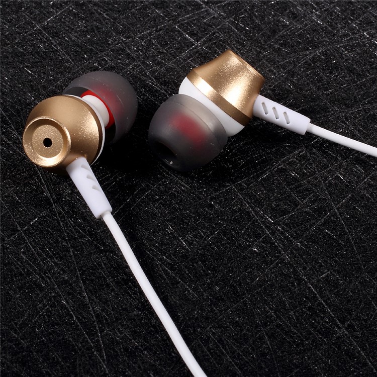 Ipnku T3 3.5mm Wired Hands-free Super Bass Earphone with Mic & Remote Control - Gold-4
