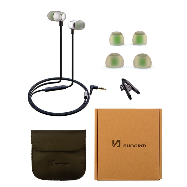SUNORM Metal 3.5mm In-Ear Noise Isolating Stereo Earphone with Mic - Green-2