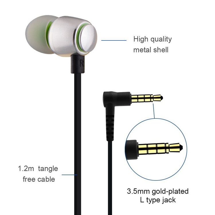 SUNORM Metal 3.5mm In-Ear Noise Isolating Stereo Earphone with Mic - Green-4