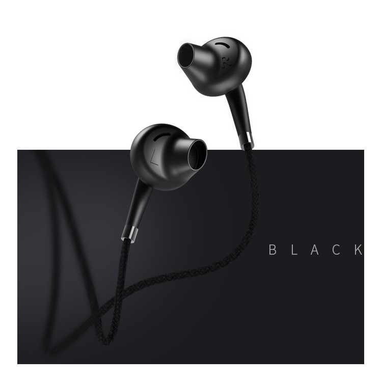 USAMS EP-14 3.5mm Woven Pattern Stereo Earphone Headset with Microphone - Black-1