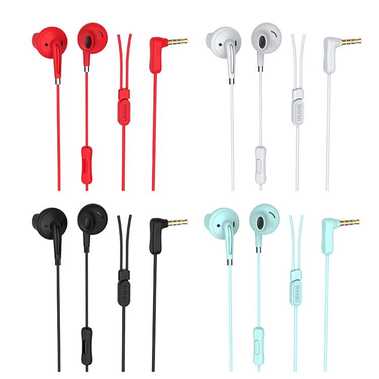 USAMS EP-14 3.5mm Woven Pattern Stereo Earphone Headset with Microphone - Black-11