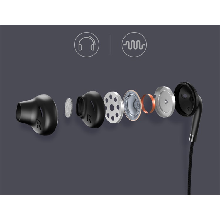 USAMS EP-14 3.5mm Woven Pattern Stereo Earphone Headset with Microphone - Black-3