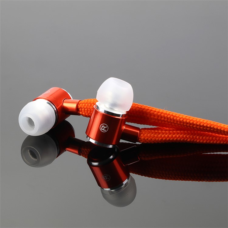 Shoelaces Earphone Stereo Headphones Headset Music Earpieces with Microphone for iPhone Xiaomi Samsung Sport - Orange-2