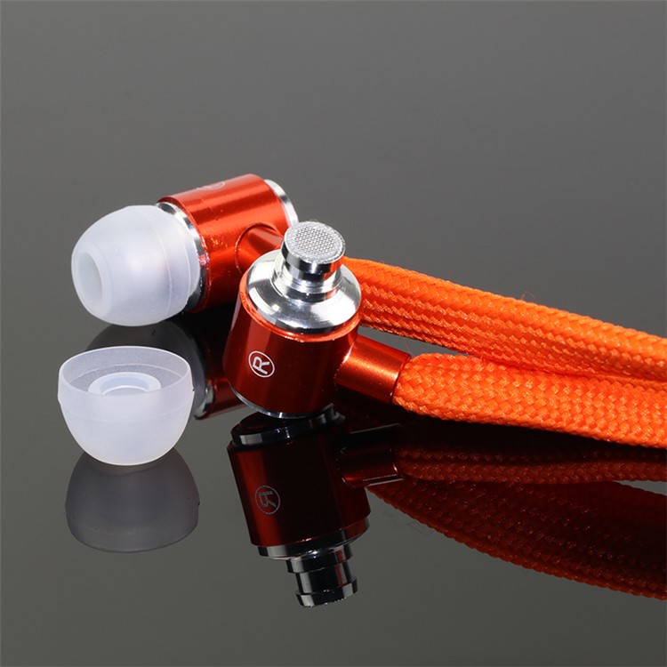 Shoelaces Earphone Stereo Headphones Headset Music Earpieces with Microphone for iPhone Xiaomi Samsung Sport - Orange-3