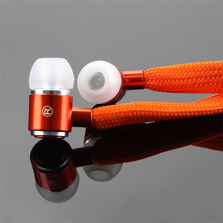 Shoelaces Earphone Stereo Headphones Headset Music Earpieces with Microphone for iPhone Xiaomi Samsung Sport - Orange-4