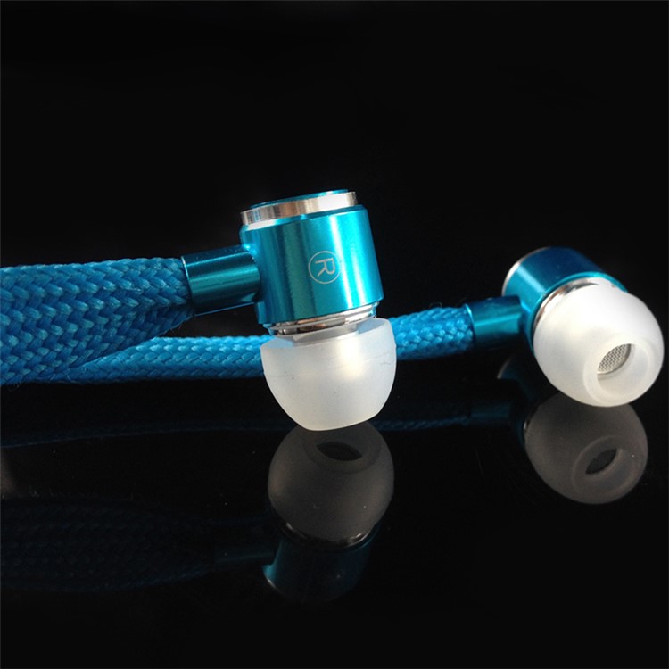 Shoelaces Earphone Stereo Headset with Microphone for iPhone Xiaomi Samsung Sport - Blue-1