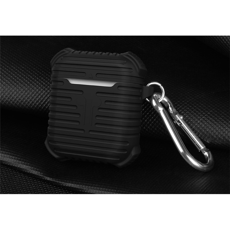 ISMILE Anti-lost Drop-proof Silicone Gel Protective Cover for Apple Airpods Charging Case - Black-4