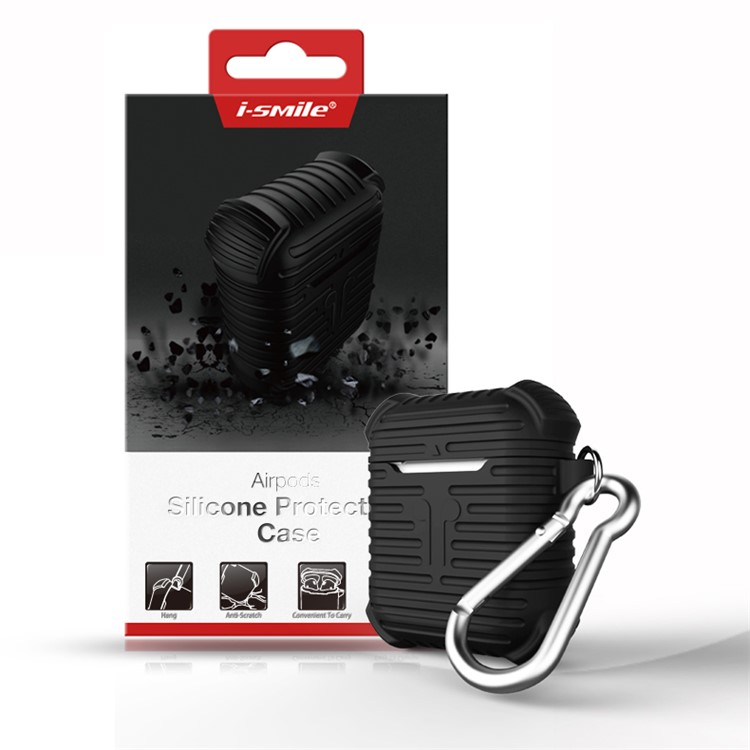 ISMILE Anti-lost Drop-proof Silicone Gel Protective Cover for Apple Airpods Charging Case - Black-5