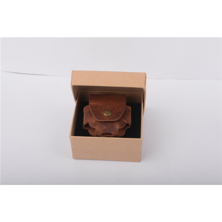 ISMILE Retro Style Genuine Leather Anti-lost Case Holder for Apple Airpods Charging Case with Carabiner-23