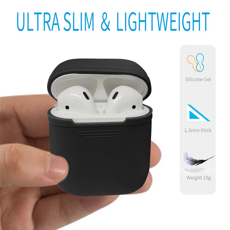 DAITE Silicone Case Shock Proof Protective Cover and Anti-lost Strap for Apple AirPods - Black-2