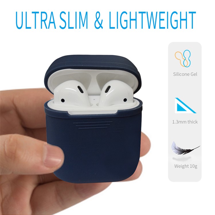 DAITE Silicone Gel Shock Proof Protective Cover and Anti-lost Strap for Apple AirPods - Blue-2