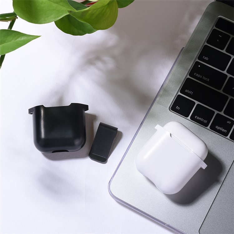 Drop Resistance Silicone Protective Cover with Belt Clip for Apple AirPods Charging Case - Black-10