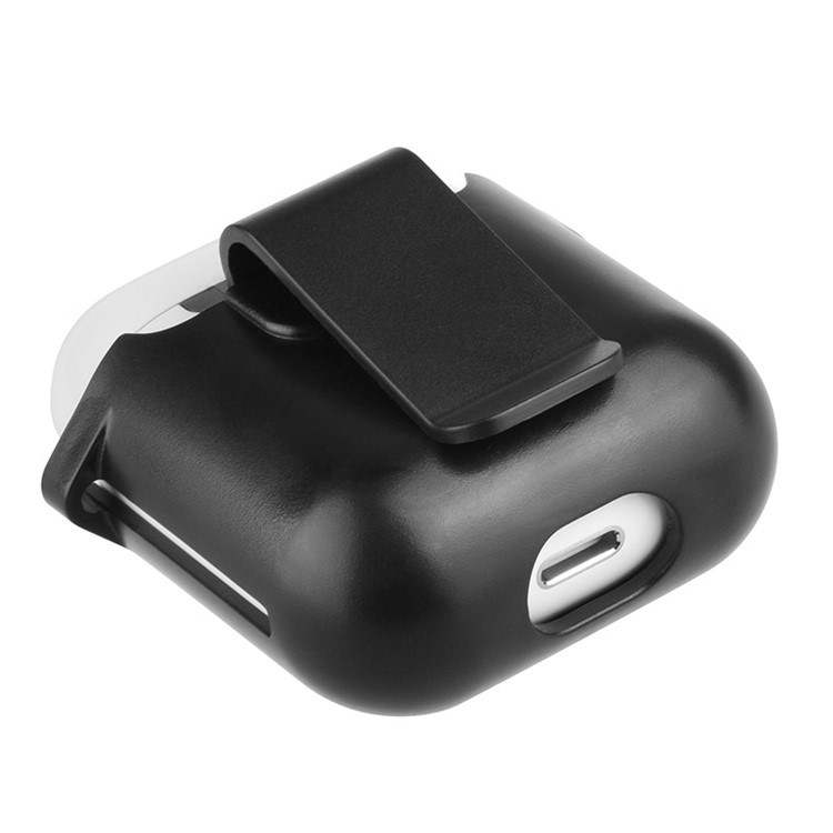 Drop Resistance Silicone Protective Cover with Belt Clip for Apple AirPods Charging Case - Black-6