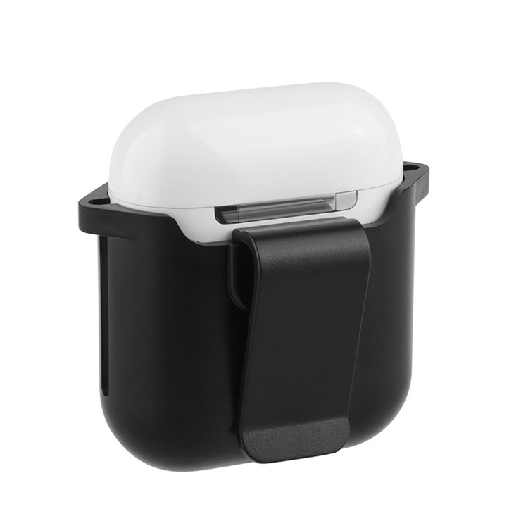 Drop Resistance Silicone Protective Cover with Belt Clip for Apple AirPods Charging Case - Black-7