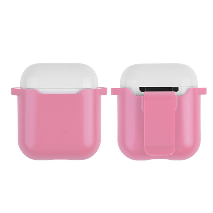 

Drop Resistance Silicone Storage Cover with Belt Clip for Apple AirPods Charging Case - Pink