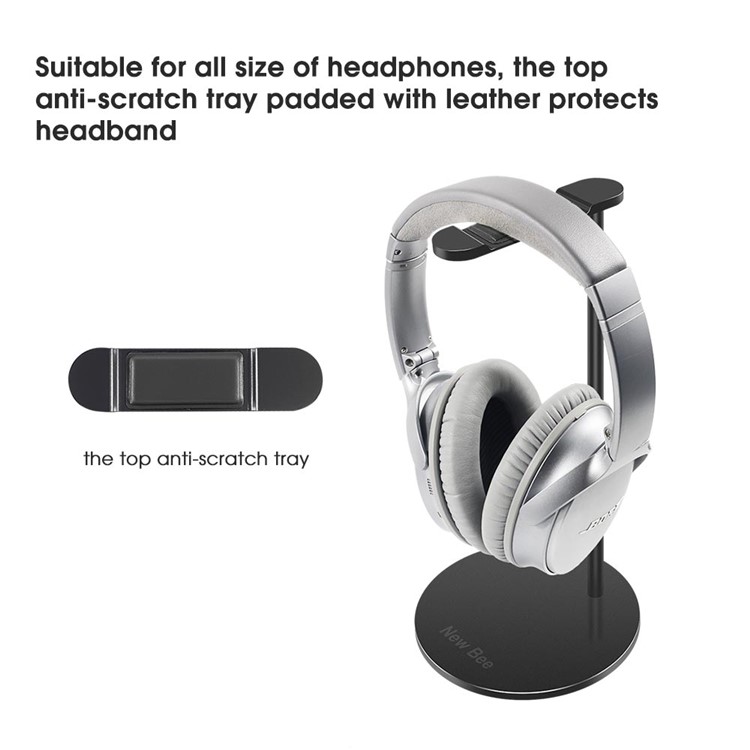 Aluminum Alloy Headphone Holder Stand for Universal Headsets - Black-2