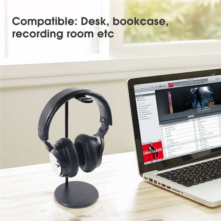 Aluminum Alloy Headphone Holder Stand for Universal Headsets - Black-5