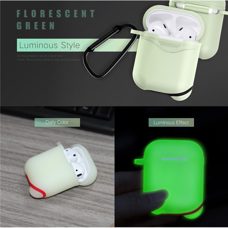 Luminous Mini Dust-proof Drop-proof Silicone Cover Case for Apple AirPods - Fluorescent Green-4