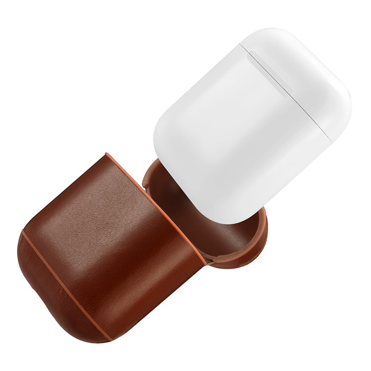 ICARER Vintage Style Genuine Leather Headset Protection Case for Air Pods - Coffee-10