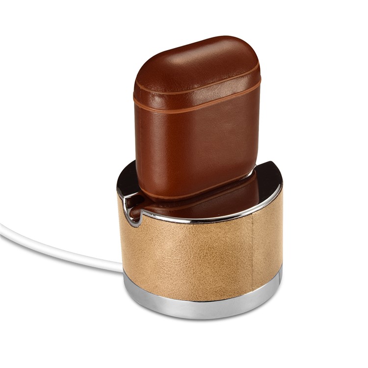 ICARER Vintage Style Genuine Leather Headset Protection Case for Air Pods - Coffee-12
