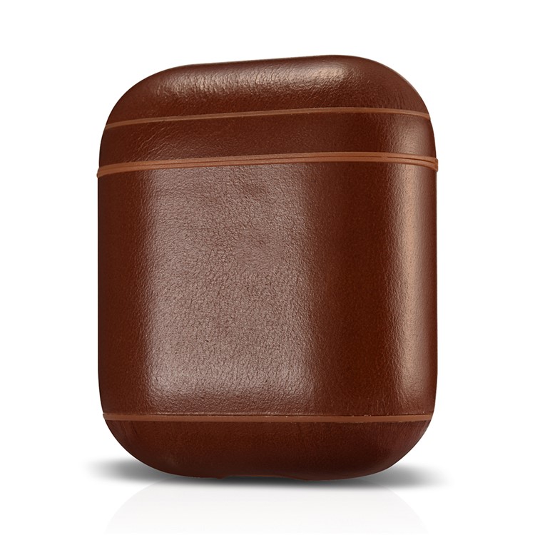 ICARER Vintage Style Genuine Leather Headset Protection Case for Air Pods - Coffee-2