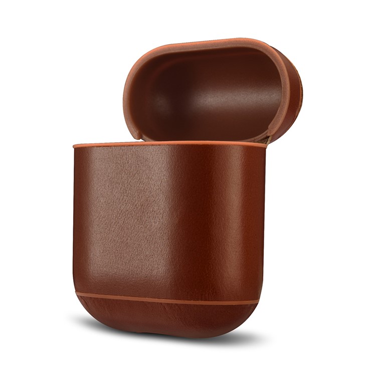 ICARER Vintage Style Genuine Leather Headset Protection Case for Air Pods - Coffee-7