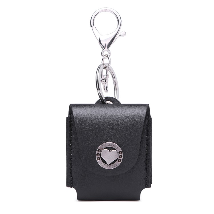 PU Leather Cover Anti-lost Protection Pouch for Apple Airpods Charging Case - Black-1