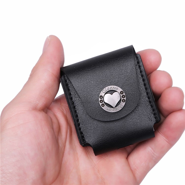 PU Leather Cover Anti-lost Protection Pouch for Apple Airpods Charging Case - Black-8